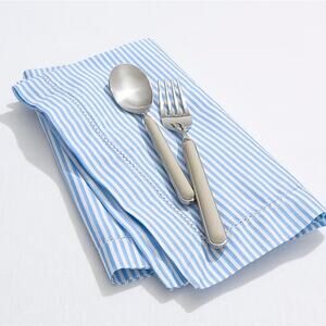NEW J. Crew Home Set of 4 Placemat Heritage Seersucker Blue White Stripe